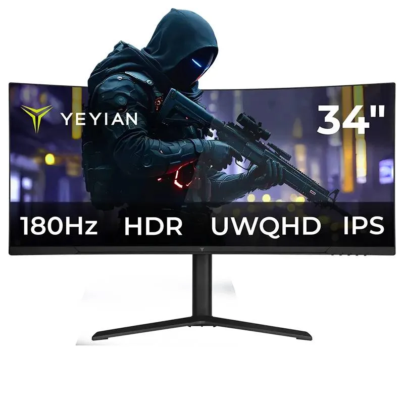 Monitor Curvo de 34 Pulgadas Yeyian resolución UWQHD (3440 x 1440) 3440 x 1440 Pixeles YMC-IP434-P2