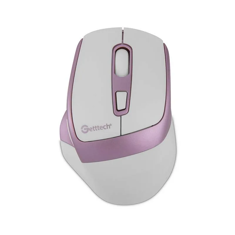 Getttech Mouse Inalambrico para Ofi 6D - Sensor 725F, Iluminacion RGB Custom 7200 Dpi, 5 Boton 1 Scroll, Conectividad Dual, Blanco Rosa GGM-STDBW-01