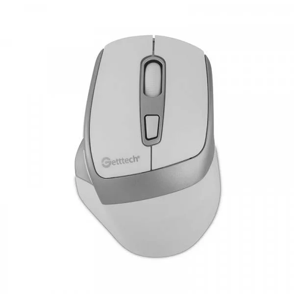 Getttech Mouse Inalambrico para Ofi 6D - Sensor 725F, Iluminacion RGB Custom 7200 Dpi, 5 Boton 1 Scroll, Conectividad Dual, Blanco Gris