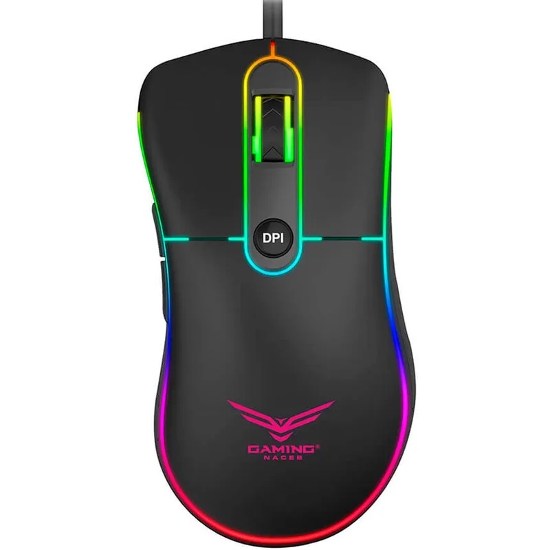 Mouse Gamer Naceb Technology NA-0933 - Alámbrico, Juego, 1000/1600/2400/3200, Rainbow Naceb Gaming