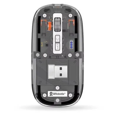 MOUSE INALÁMBRICO RECARGABLE - MODELO GLASS, CONEXIÓN BLUETOOTH 5.3/2.4 GHz, 1600 DPI, 6000823 BROBOTIX