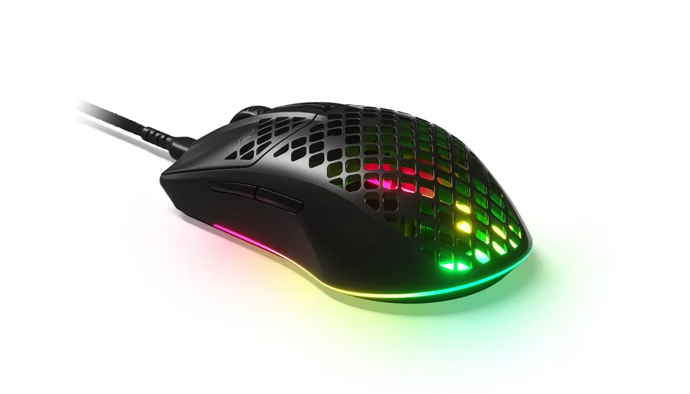 Mouse Para Juegos SteelSeries Aerox 3 ALAMBRICO. Súper Ligero. Sensor óptico de Aire TrueMove de 18.000 CPI. Diseño Ultraligero de 68 g Resistente al