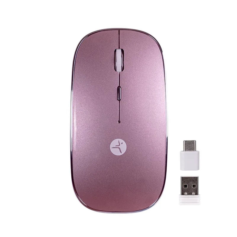 Mouse SLIVE recargable rosa con nano receptor tipoC y USB A - mousepad incluido, TECHZONE, TZACMOI27, DPI:1000, 1200, 1600 1600 DPI
