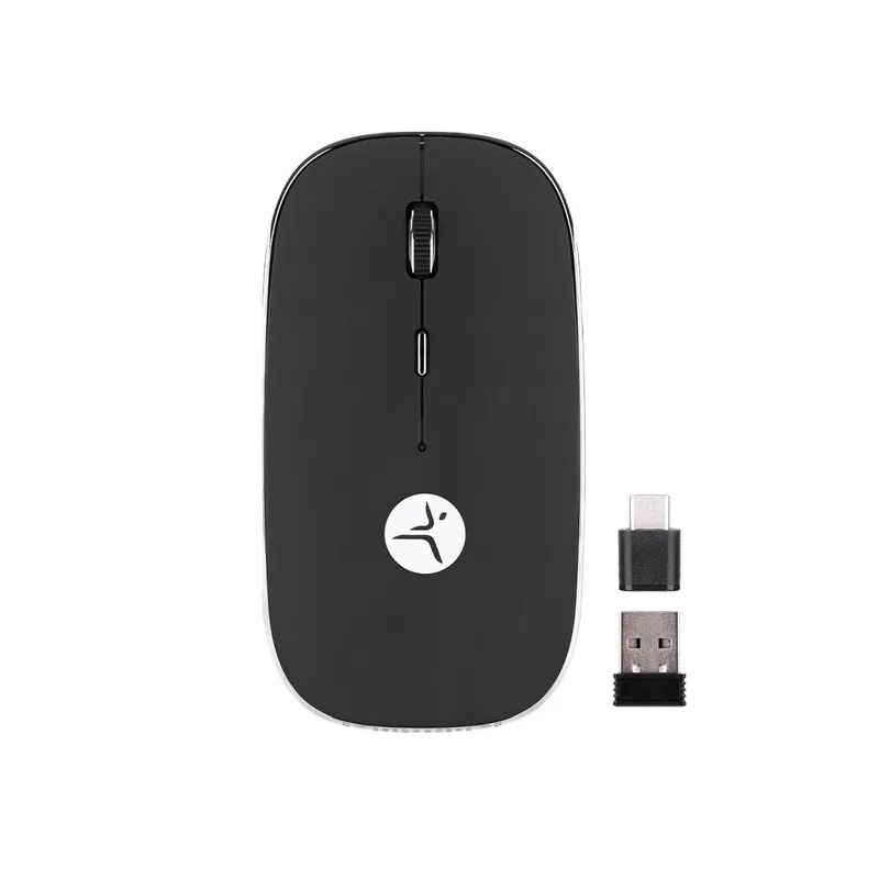 Mouse SLIVEBLACK recargable negro con nano receptor tipoC y USB A - mousepad incluido, TECHZONE, TZACMOI30, DPI: 1000, 1200, 1600 1600 DPI