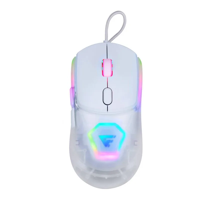 Mouse Game Factor MOG530-WH - Carcasas Intercambiables, Pixart 3327, 12, 000 Dpi, RGB, Usb, Blanco 12000 DPI
