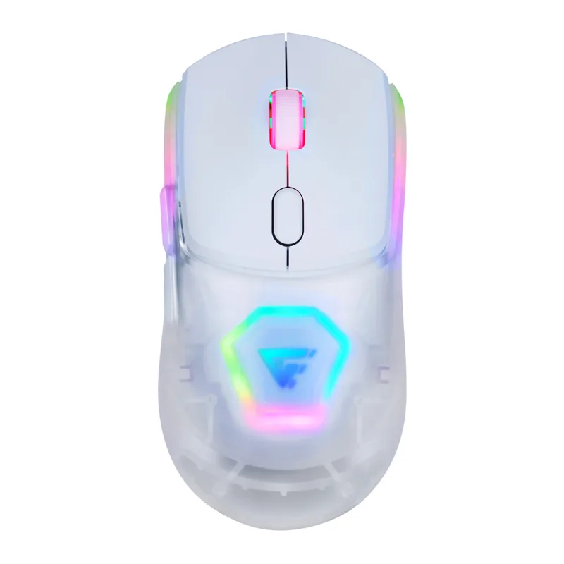 Mouse Game Factor MOW700 Inalámbrico - Carcasas Intercambiables, 2.4G+BT, Pixart 3395, 26, 000 Dpi, RGB, Blanco 26000 DPI MOW700-WH