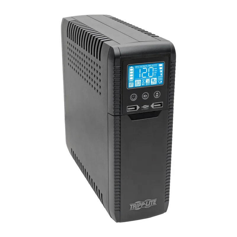 UPS Interactivo con USB 1000VA/600W - 120V 50H TRIPP-LITE ECO1000LCD, 1000 VA, 600 W, 7 h, Negro, Hogar y Oficina