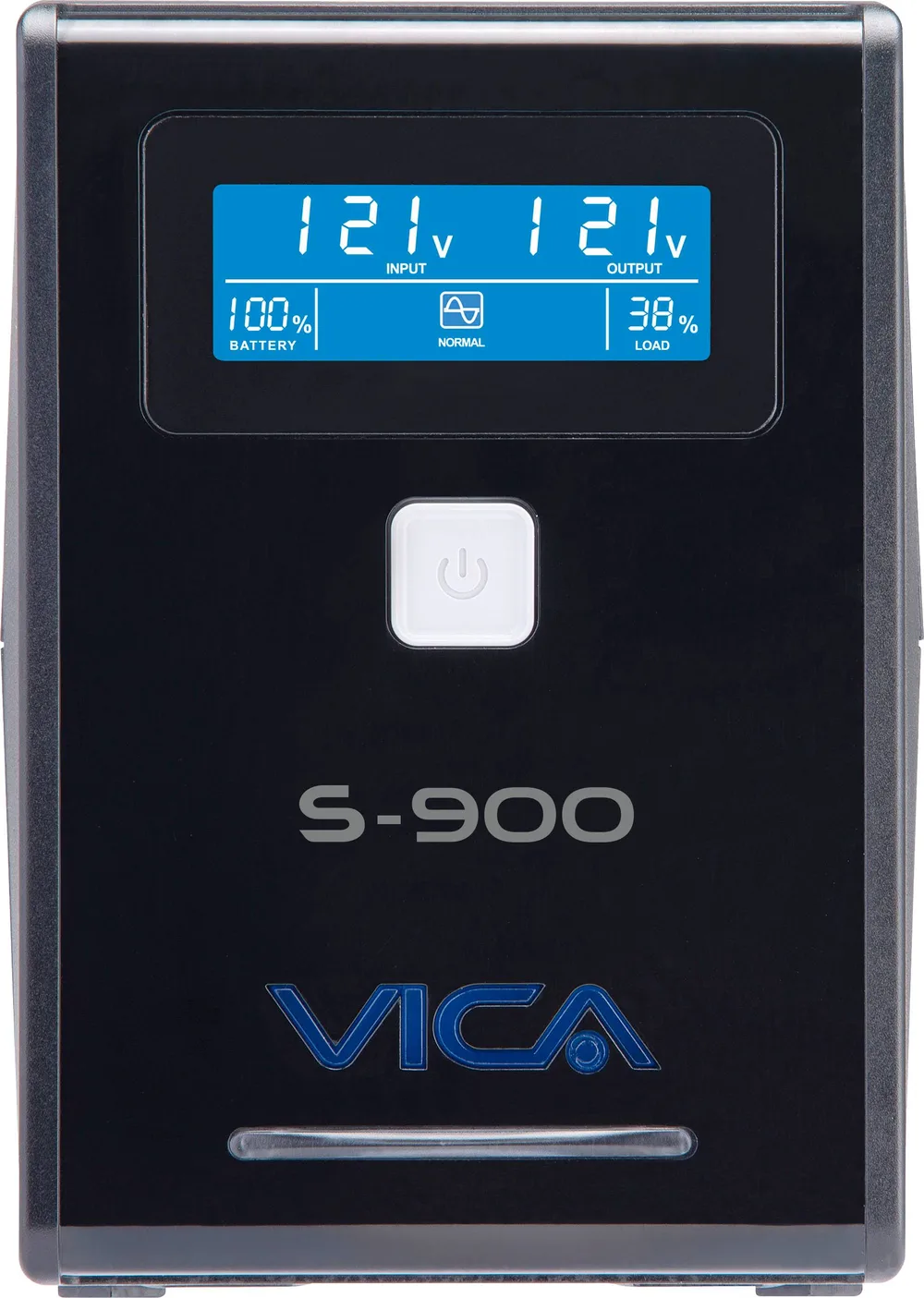 No break interactivo S900 - 900VA/550W, entrada 127 VCA 60 Hz, salida 120 VCA, 4 tomas reguladas/4 reguladas y respaldadas, RJ11, pantalla LCD VICA