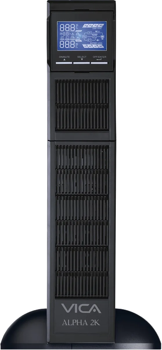 UPS Online doble conversión Rack ALPHA 2K - 2000VA/2000W, 8 NEMA 5-15/20R protegidos, entrada NEMA 5-20P, 55/150Vca, salida 100/110/115/120/127Vca,