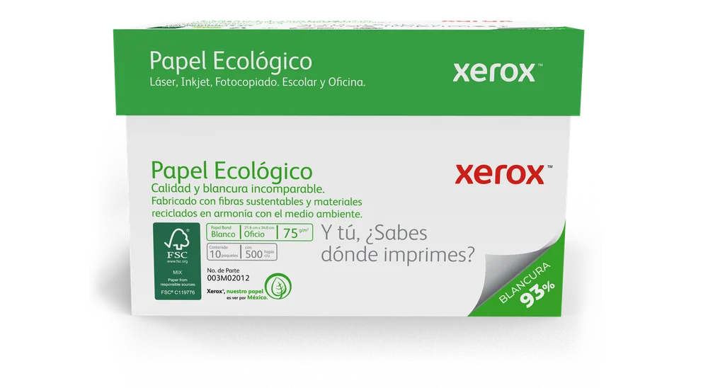Xerox Papel Ecologico Oficio 93 Blancura Ecológico 8.5 x 13.3 pulgadas 003M02012