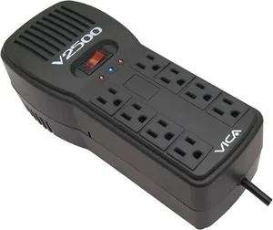 Regulador VICA V2500 2500VA/1500W - Voltaje 120VCA /60Hz, breaker térmico, 8 tomas protegidas, indicadores LED, puertos RJ11/RJ45, empotrable en