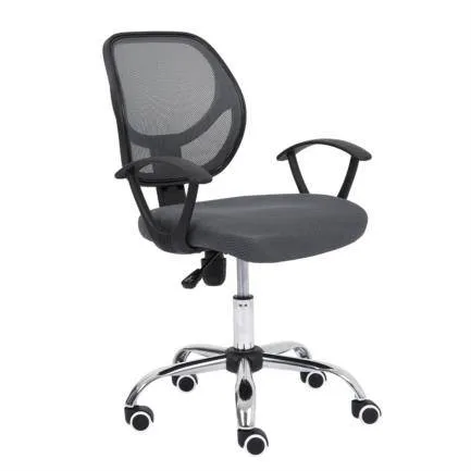 Silla Secretarial Nextep NE-650SG de Altura Ajustable 10CM Color Gris - Base Giratoria Tela en Malla, Cromada, soporta hasta 110 kg Negro