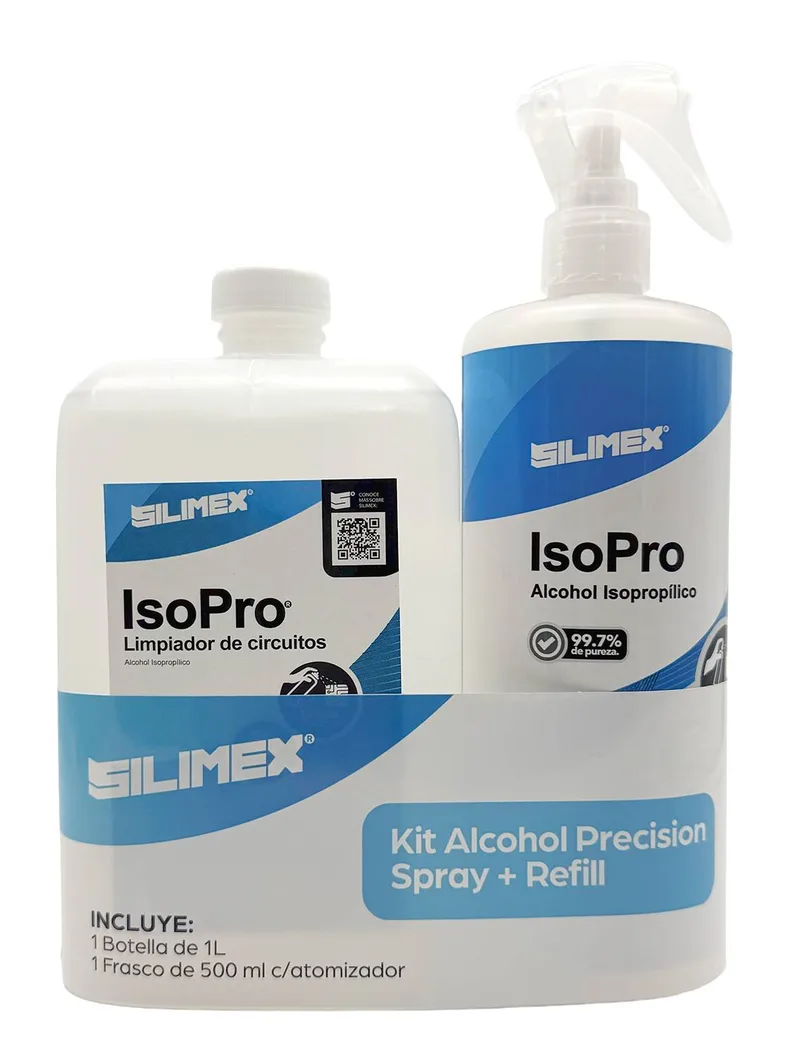 Kit Silimex Alcohol Isopropilico Refil 1 Lt + Alcohol iso Mini-Trigger precision spray 500 ml (CY-P) 7503018454337