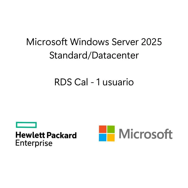 LTU de Microsoft Windows Server 2025 con servicio de escritorio remoto 1 usuario CAL WW Hewlett Packard Enterprise P77118-B21