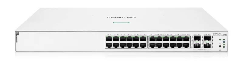 Switch HPE Instant On 1930 Gigabit Ethernet - 24 puertos PoE Clase 4 370 W, 4SFP+ 10GbE (JL684B) Hewlett Packard Enterprise Blanco
