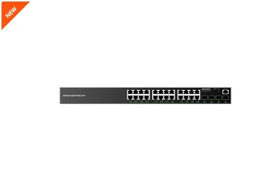 Switch Administrable Capa L2+ - 24 ptos Gigabit + 4 SFP, PoE hasta 360W de salida, compatible con GWN Cloud Grandstream Gris GWN7803P