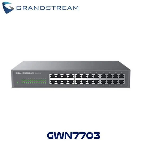 Switch No administrable - 24 puertos Gigabit, con crossover automático MDI/MDIX, gabinete metálico para escritorio o rack 19/1U Grandstream GWN7703