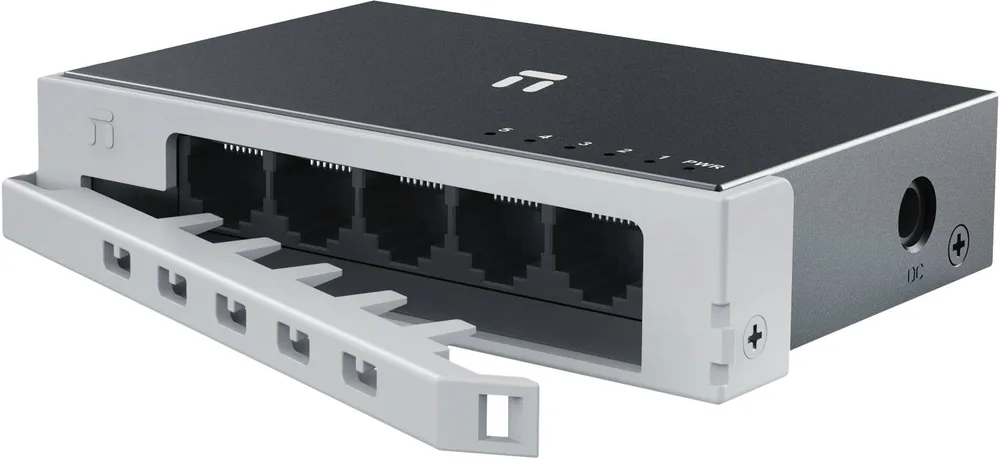 Switch NETIS modelo ST105D - 5 puertos 10/100Mbps Switch de escritorio, carcasa metálica con Seguro de conector incorporado, No administrable Gris