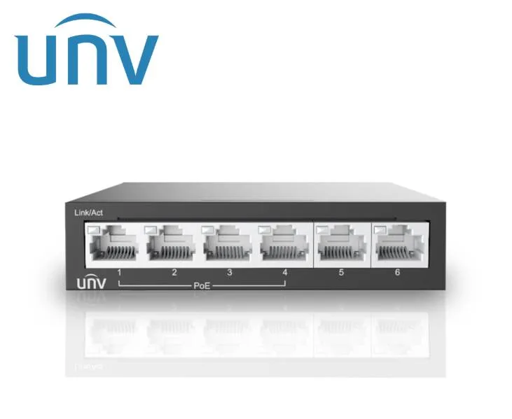 Switch POE+ 6 Fast Ethernet NSW2020-6T-POE-IN / 60W Total / No Administrable UNIVIEW Negro