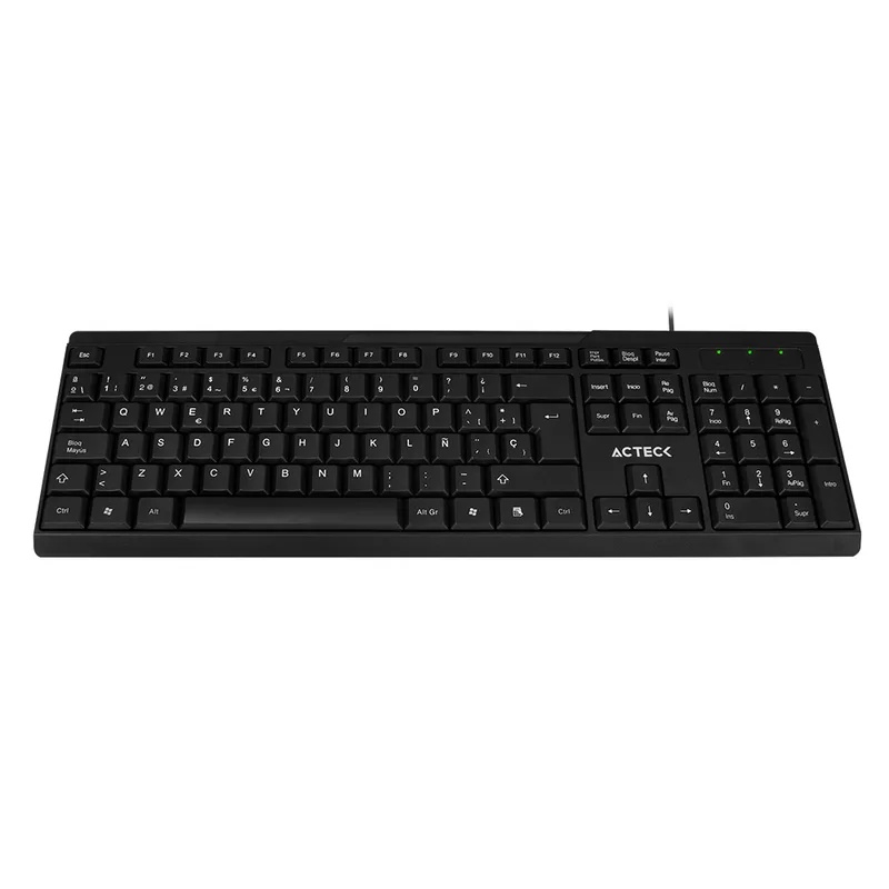 Teclado Estándar ACTECK Alámbrico USB WINDOWS-LINUX Diseño Clásico Negro INSPIRE TA210 TE-200 AC-928946