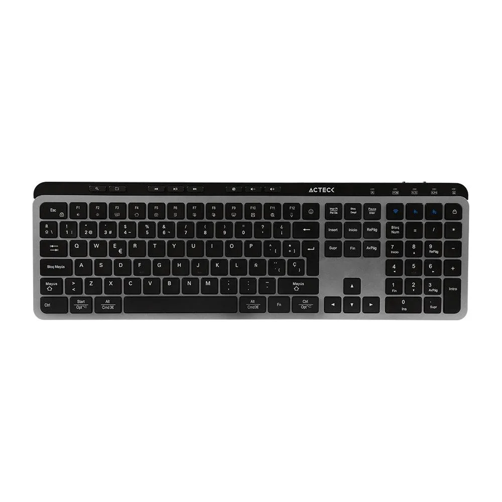 Teclado Inalámbrico 2.4hz Inspire Krea TI755 Acteck Elite Series Teclado Inalámbrico Dongle 2.4Mhz - Rango 10m, Bluetooth 5.1, USB A- USB C, 3