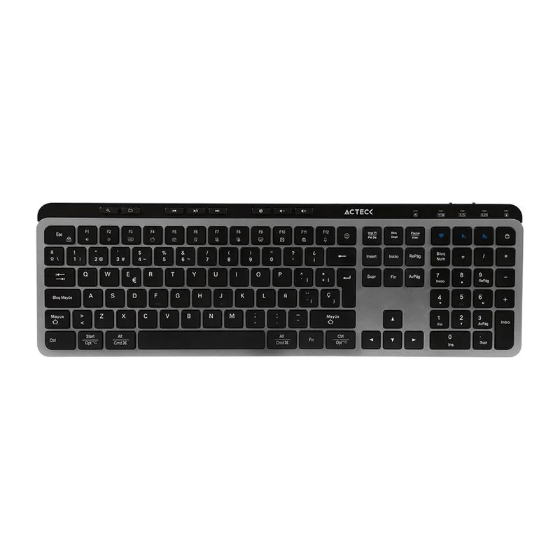 Teclado Inalámbrico 2.4hz Inspire Krea TI755 Acteck Elite Series Teclado Inalámbrico Dongle 2.4Mhz - Rango 10m, Bluetooth 5.1, USB A- USB C, 3