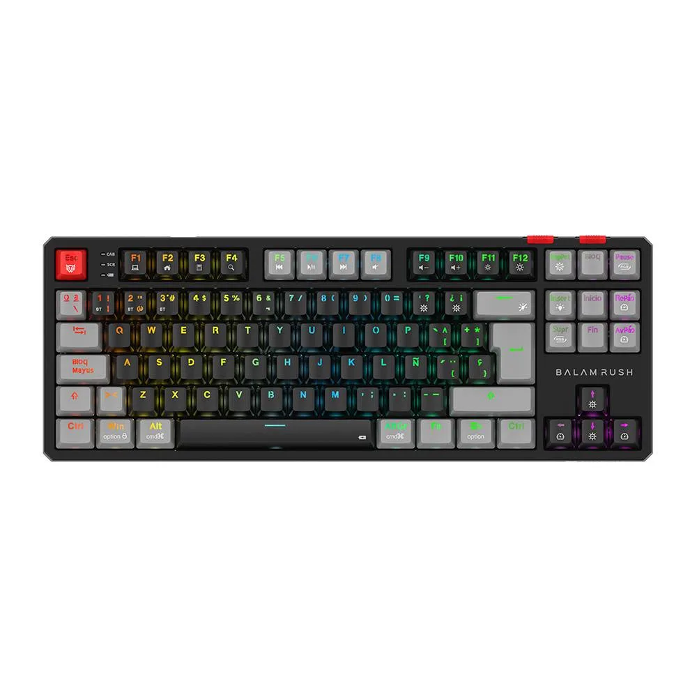 Teclado Gamer Inalámbrico LEVEL PRO GK990 Balam Rush Legend Series Conecta hasta 5 Dispositivos - Color Negro/Gris. BR-940672