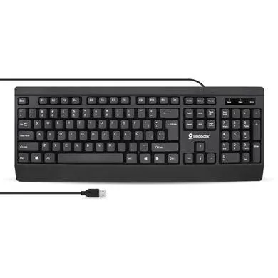 Teclado - USB, QWERTY, Universal, alámbrico, antiderrames, ultra silencioso, en Español, negro, BROBOTIX 6007181