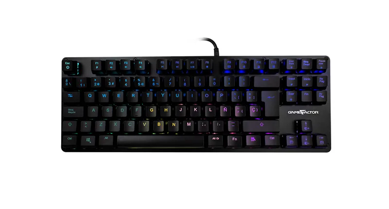 Teclado Mecánico TKL Game Factor KBG500-BL - RGB, Tenkeyless, Usb Negro