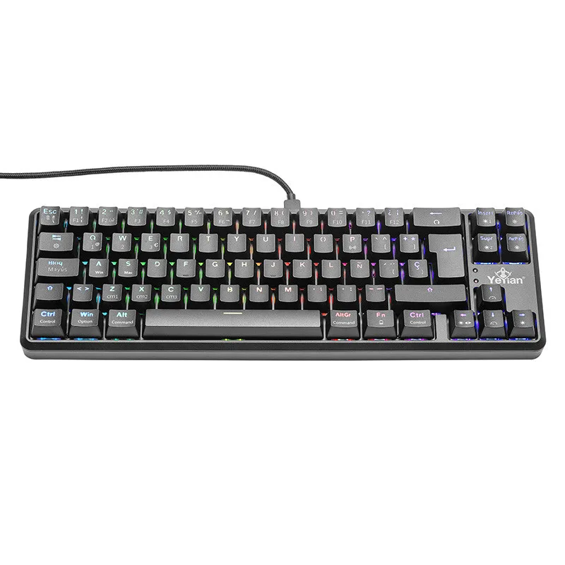 Yeyian - Teclado Gamer Akil S3500, Switch Azul, 69 Teclas, Anti Ghosting Y N-key, Led RGB de Arcoiris, 18 Efectos, IP42, Usb, Bateria Int YTM-28210B