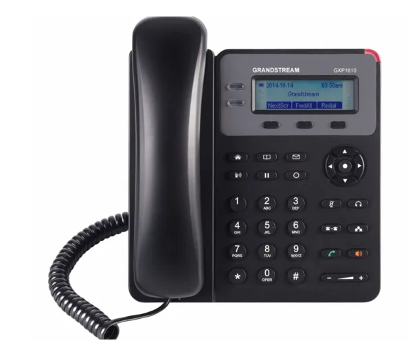 Telefono IP de 1 linea con 1 cuenta SIP - Ethernet sin Poe, conferencia de 3 vias, incluye su fuente de alimentacion Grandstream Negro GXP1610