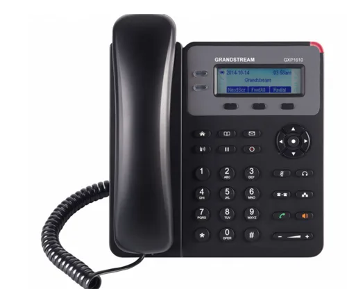 Telefono IP de 1 linea con 1 cuenta SIP - Ethernet sin Poe, conferencia de 3 vias, incluye su fuente de alimentacion Grandstream Negro GXP1610