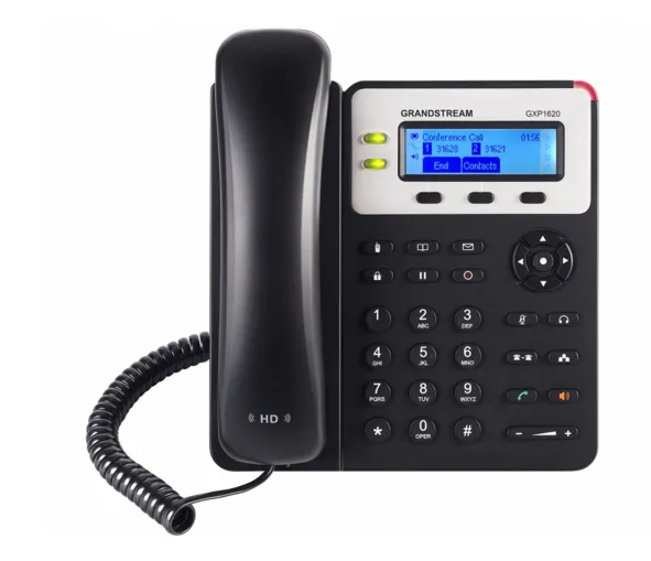 Teléfono IP de 2 líneas con 2 cuentas SIP - Ethernet con Poe, conferencia de 3 vías, SIP, incluye su fuente de alimentación Grandstream Negro GXP1625