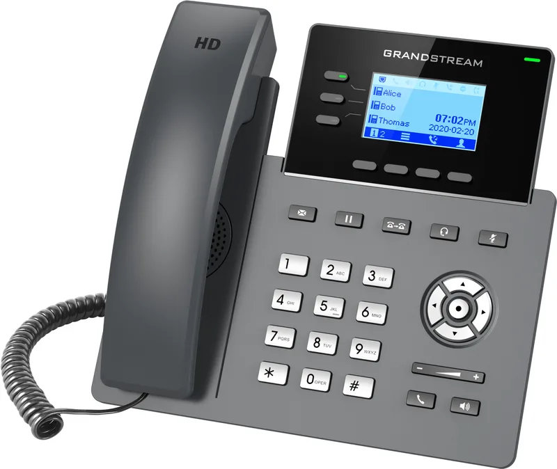 Teléfono IP de 3 líneas con 6 cuentas SIP - conferencia de 5 vías, GDMS, Gigabit Sin Poe pero SI incluye su fuente de alimentación Grandstream