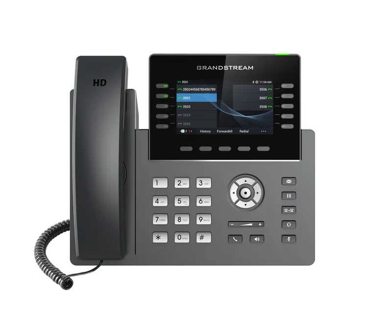 Teléfono IP grado operador de 10 líneas con 5 cuentas SIP - WiFi, Dos pantallas LCD, Bluetooth, GDMS, Gigabit con Poe Grandstream GRP2615