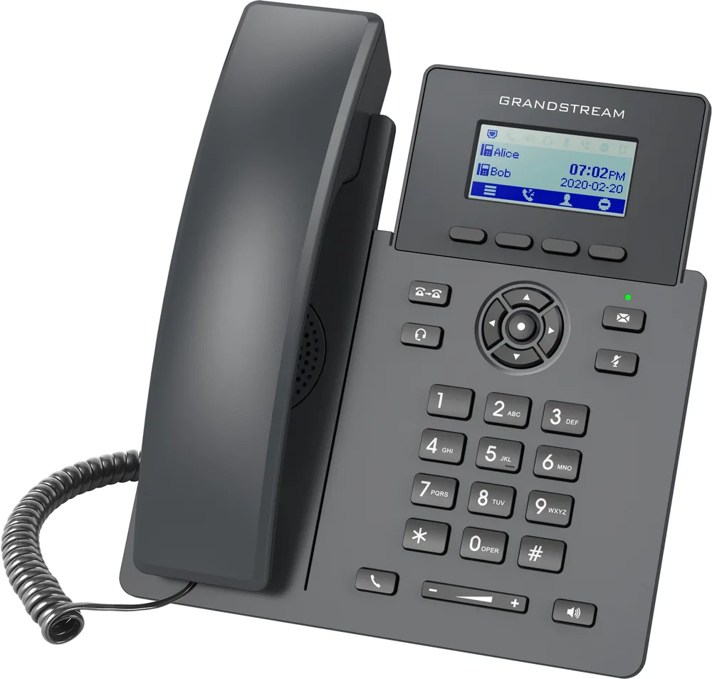 Teléfono IP de 2 líneas con 2 cuentas SIP - conferencia de 5 vías, Ethernet Sin Poe pero SI incluye su fuente de alimentación Grandstream Negro