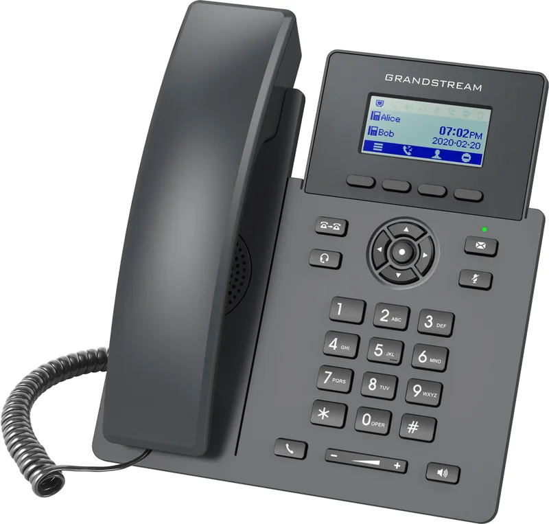 Teléfono IP de 2 líneas con 2 cuentas SIP - conferencia de 5 vías, Ethernet Sin Poe pero SI incluye su fuente de alimentación Grandstream Negro