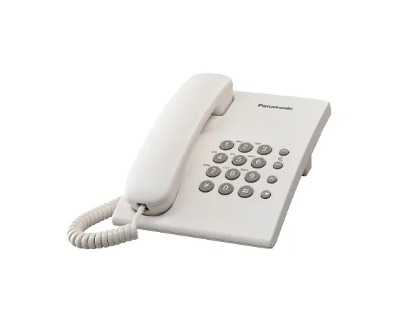 PANASONIC Telefono analogico - control de volumen, ajuste de tono, Flash, Redial, pared/escritorio, Blanco Color blanco KX-TS500MEW