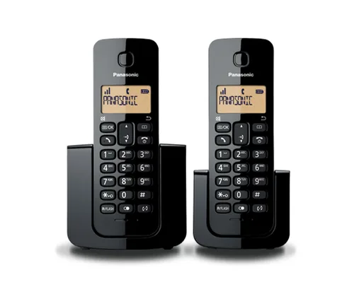 PANASONIC 2 Telefonos Inalambrico - Pantalla de 1.4, Alarma, Stand by, ECO, DECT, negro KX-TGB112MEB
